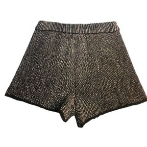 J.O.A Las Angeles Knit Shorts Gold Vintage Black Womens Size Medium New